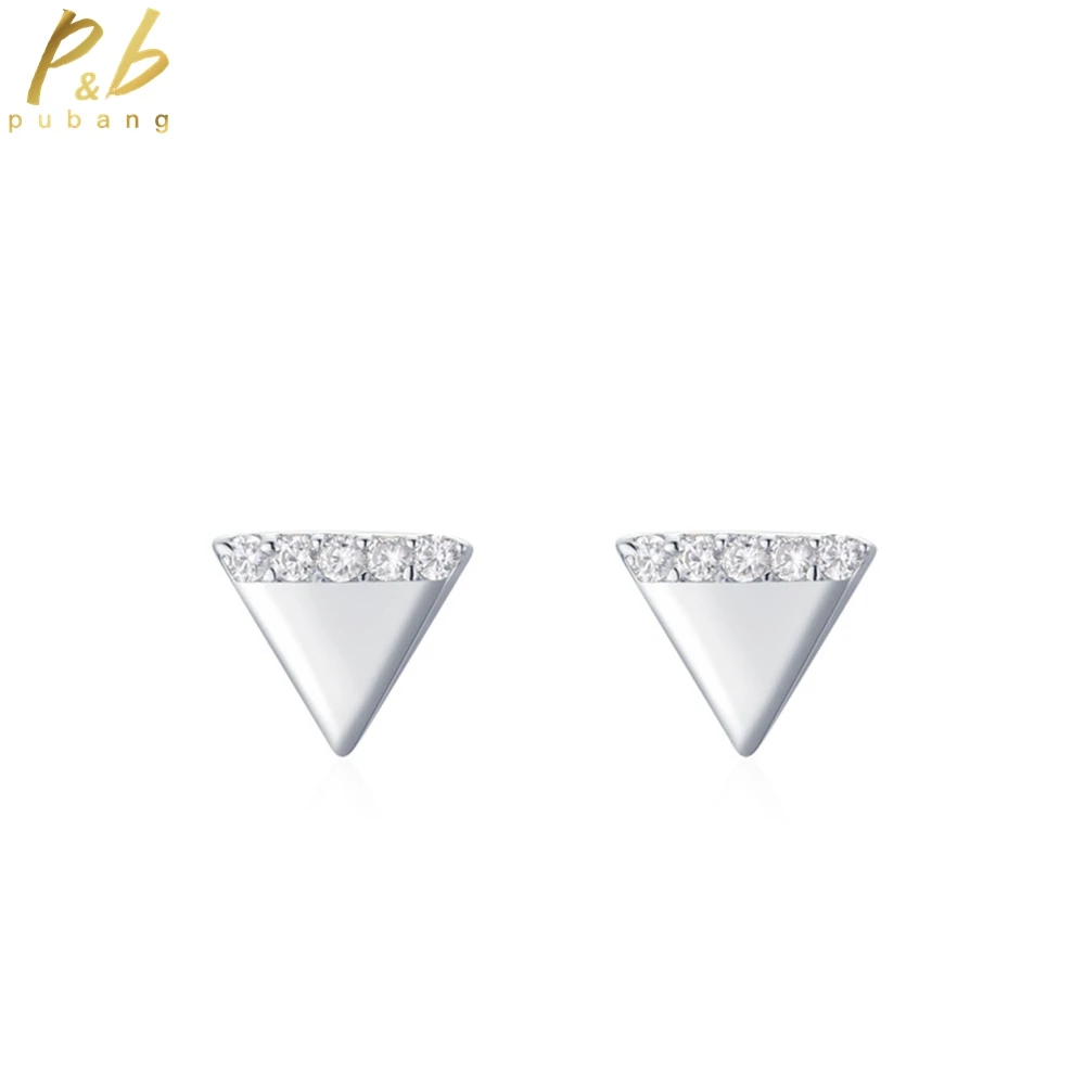 

PuBang Fine Jewelry Real 925 Sterling Silver VVS Gem High Carbon Diamond Trillion Cut Stud Earrings for Women Gift Drop Shipping