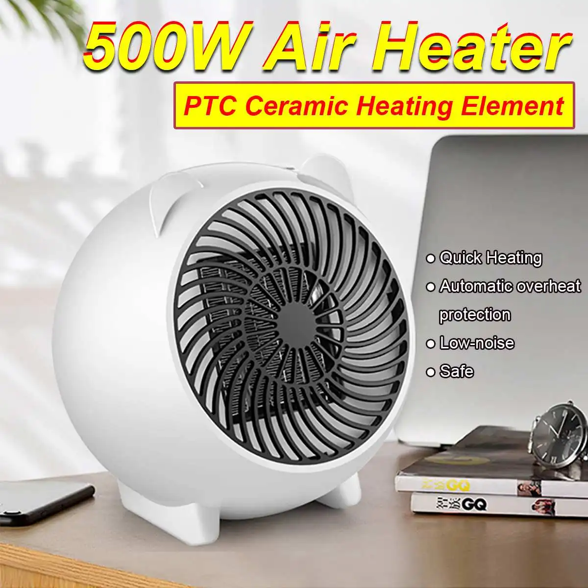

500W Electric Heater Foot Warmer Home Heater Mini Electric Fan Heater Energy Saving Bedroom Heating For Home Office Space Heater