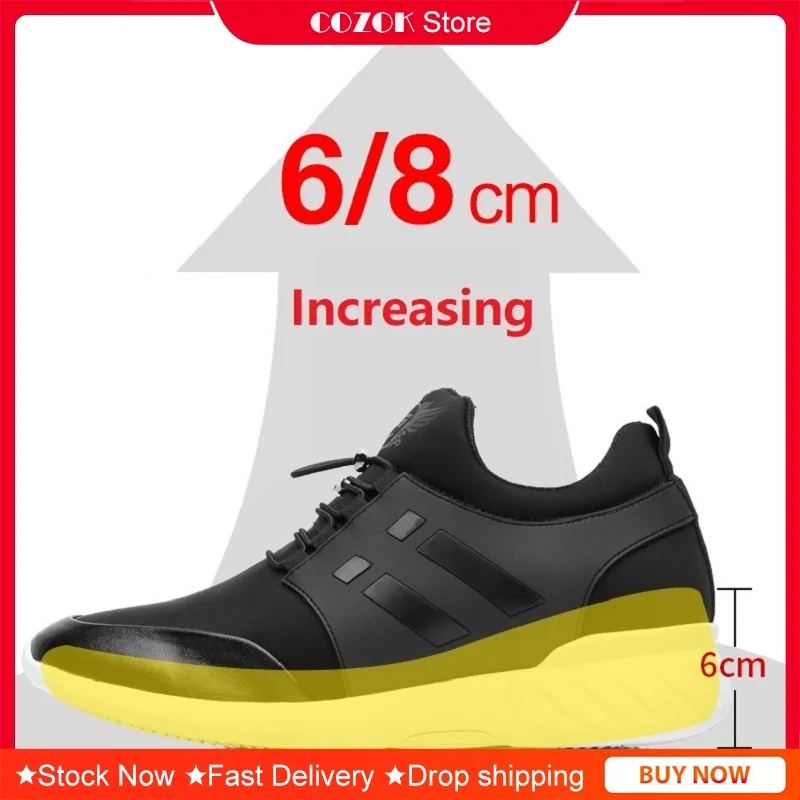 

COZOK Quality Men's 6CM 8CM Increasing British Shoes Breathable Summer Casual Sneakers Big Size Office Men