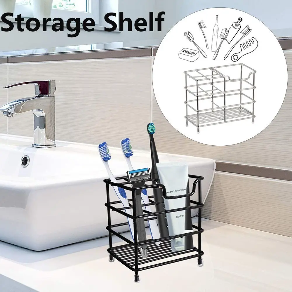 

Rustproof Space Saving Stainless Steel Storage Rack Toothbrush Holder Vanity Countertops Kitchen Organizer Stand
