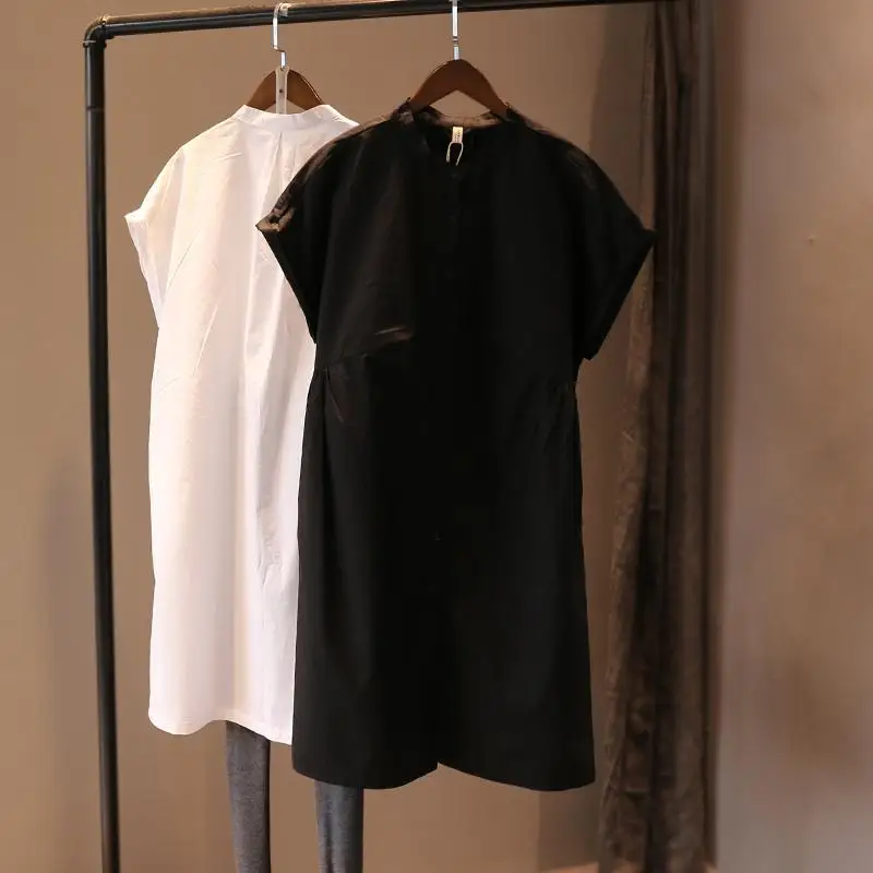 Блузка Женская длинная из хлопка и льна Свободный пуловер оверсайз в стиле ретро