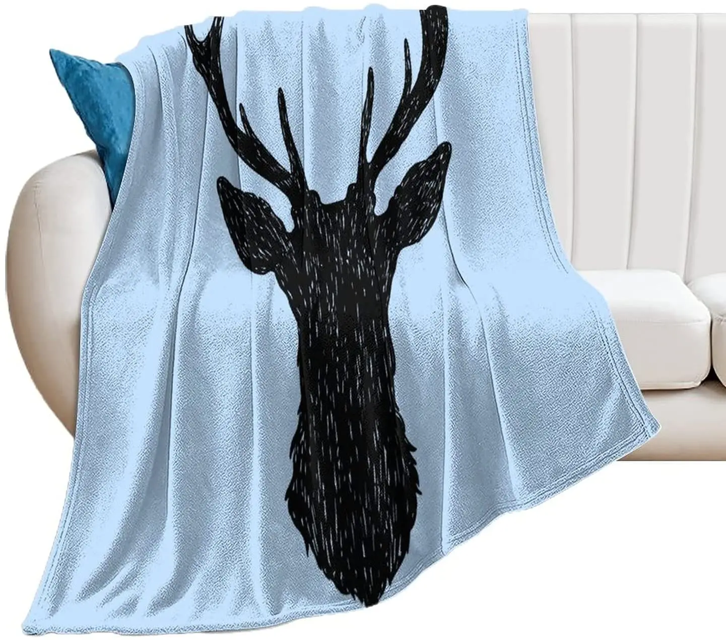 

40"x50" Funny Anti-Allergic Flannel Soft Blanket Original Design Template Carving Deer Head Head Image Throws for Adoults Men