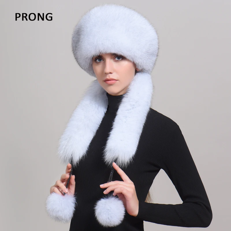 Женская шапка из натурального Лисьего меха шарф Монгольская шапка-бомбер
