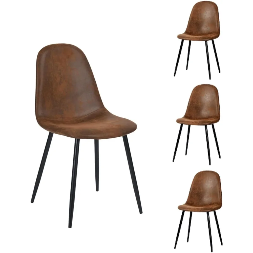 

Chairs Set of 4, Washable PU Dinner Chair Mid Century Modern Lounge Side Seating with Faux Leather Upholstered Cushion