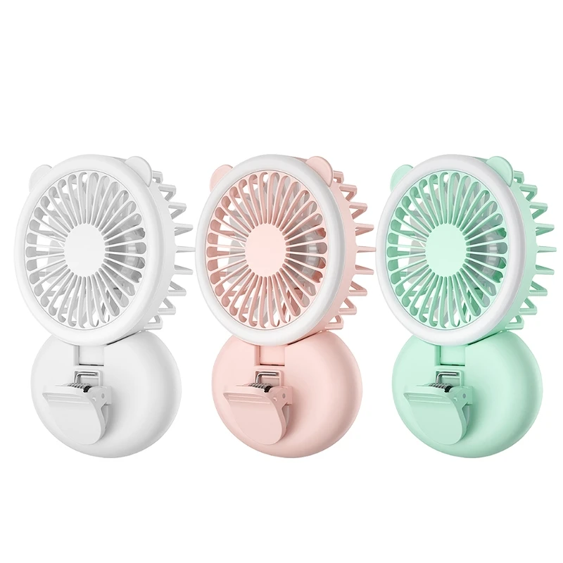 

Portable Summer Outdoor Cooler Office USB Charge Selfie Light Fan Phone Clipped