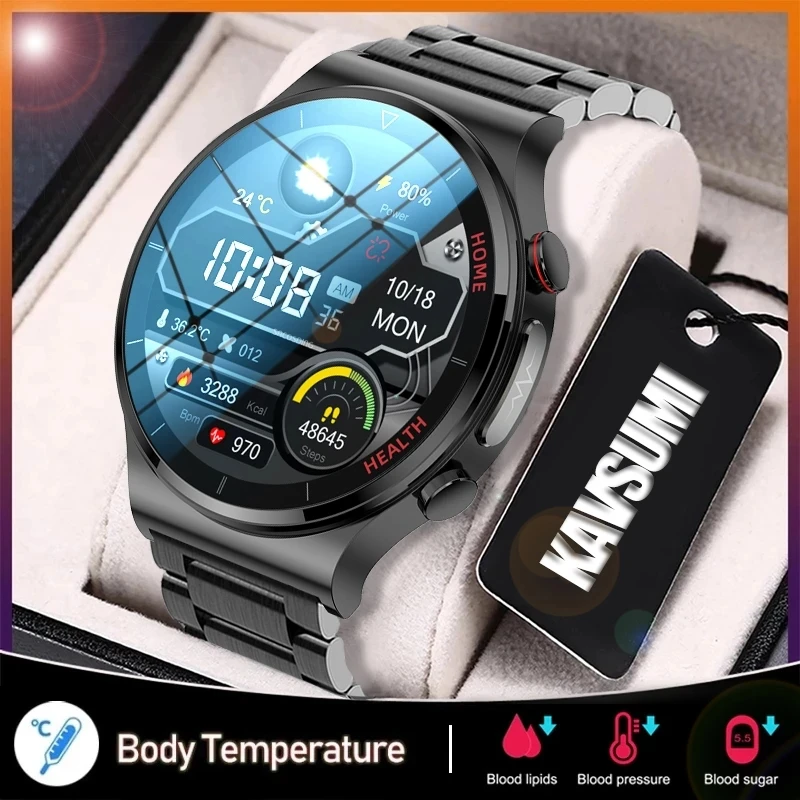 

2023 Blood Glucose Smart Watch Men Laser Treatment Three High ECG Blood Pressure Heart Rate Health Tracker Men Fitness Sports