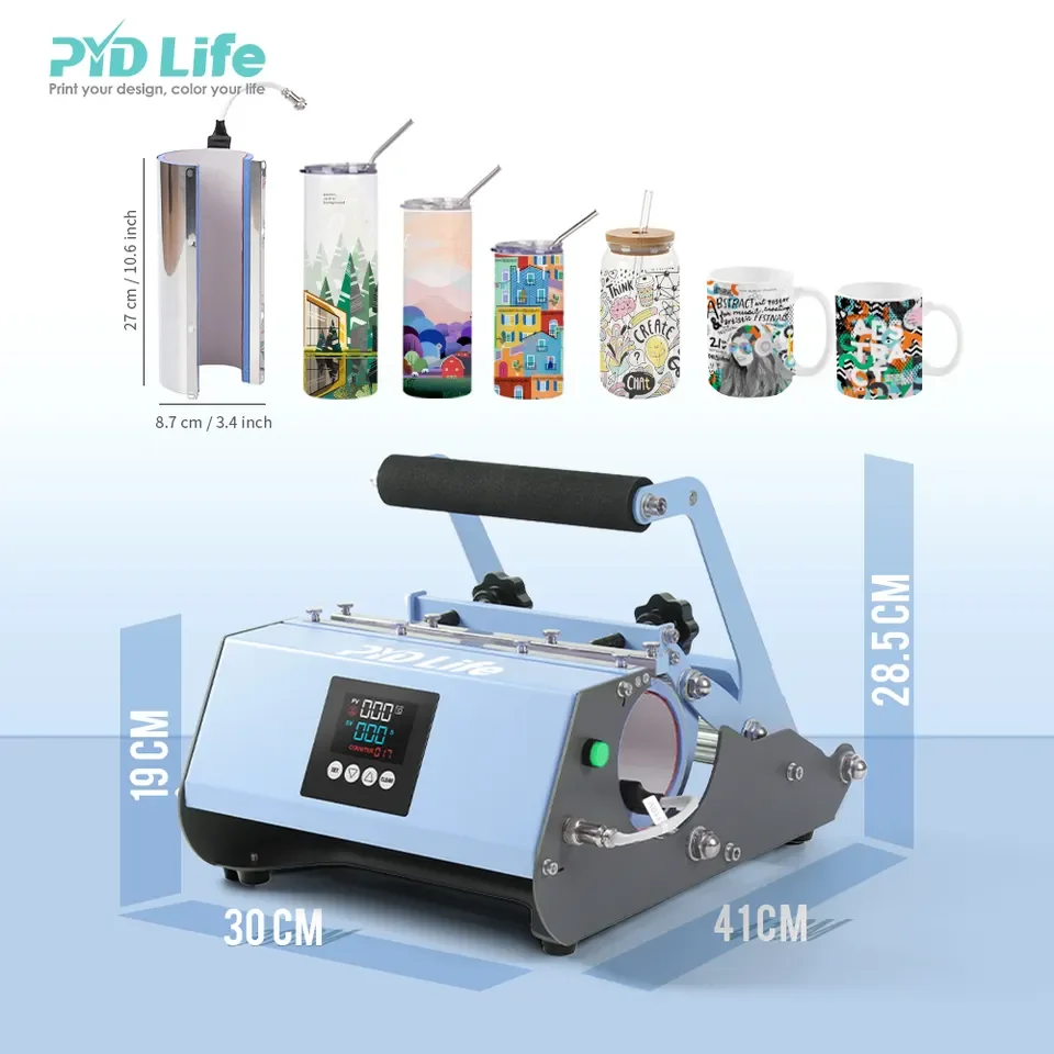 

2023 PYD Life Wholesale Blue Pink 20oz 30oz Water Bottle Sublimation Skinny Tumbler Mug Heat Press Machine