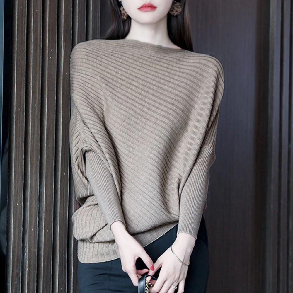 

Женский вязаный свитер, Свободный пуловер в западном стиле с рукавами «летучая мышь», весна 2022