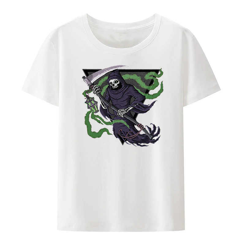 

Skull Messenger Sickle Cotton T-shirt Camiseta Hombre Men Clothing Valorant Loose Creative Graphic Tshirts Novelty Humor Summer