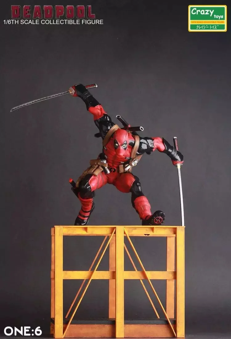 

Marvel Сумасшедшие игрушки Дэдпул фигурка 1:6 прыгающая препятствия статуя ПВХ фигурка Коллекционная модель 28 см игрушка искусственная