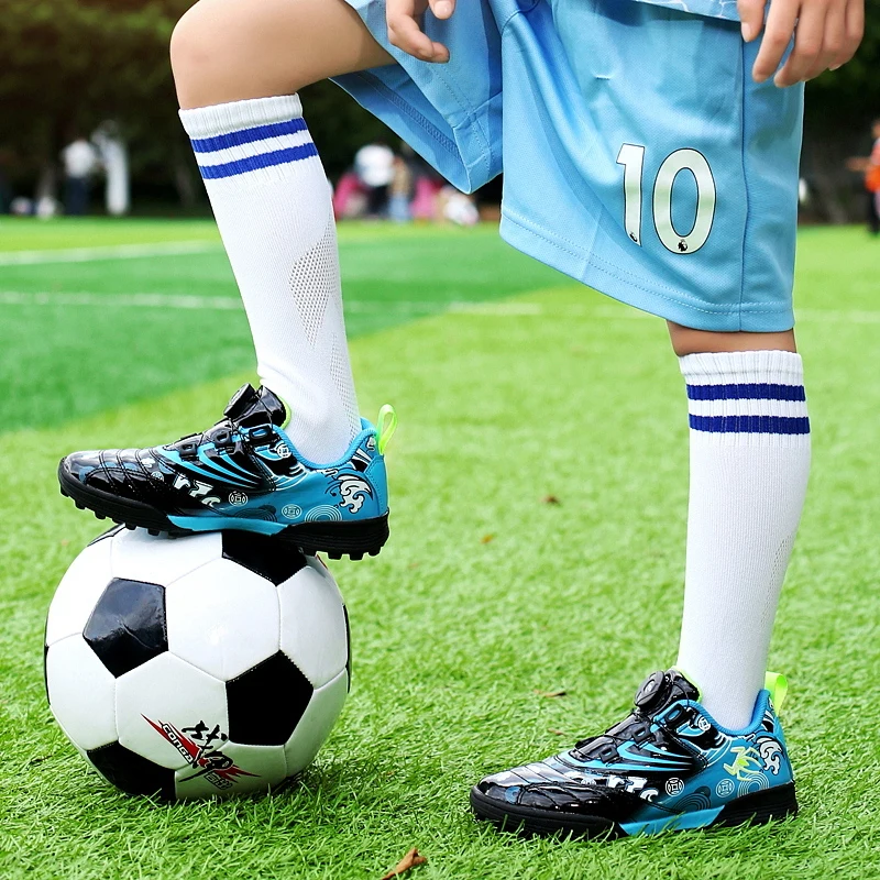 New Soccer Rotary Shoes for Kids Teenagers Boys Long Spikes Sneakers Children Soccer Cleats Football Shoes Zapatos De