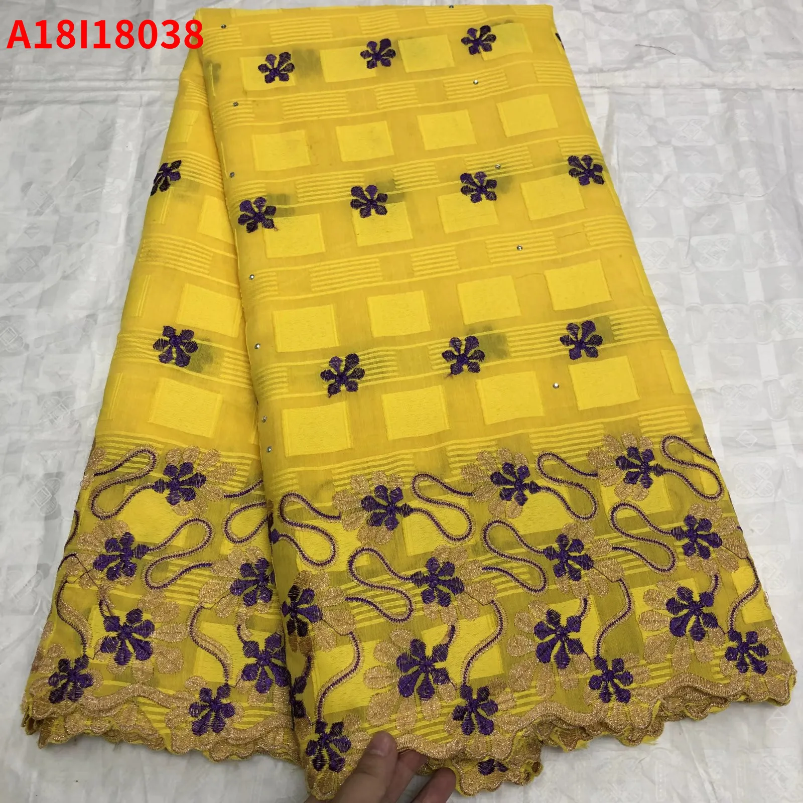 

Comfortable African Nigerian Hot Sale Polyester Cotton square germany Lace Fabric For Wedding Cloth A18I18038