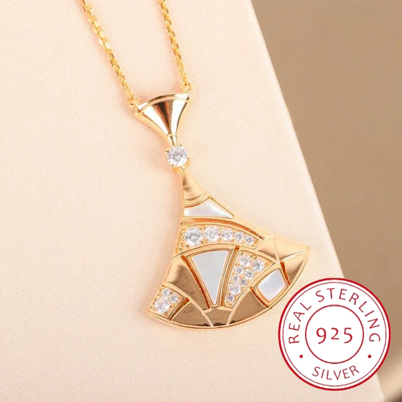 

High quality 925 sterling silver irregular small skirt necklace women's light luxury fashion brand banquet jewelry gift