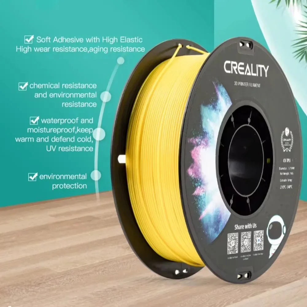 Фото Филамент CREALITY CR-TPU 1,75 мм для 3D-печати: высокоэластичный, мягкий, адгезивный материал, экологически чистый, диаметр нити №2