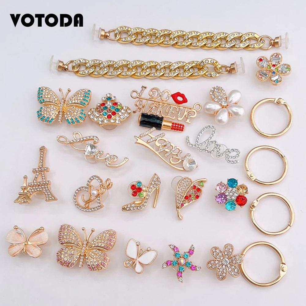 Fashion Bling Shoe Charms For Croc Sandals Decoration Crystal Pearl Rhinestones DIY Shoe Accessories Luxury Women Girl Gifts