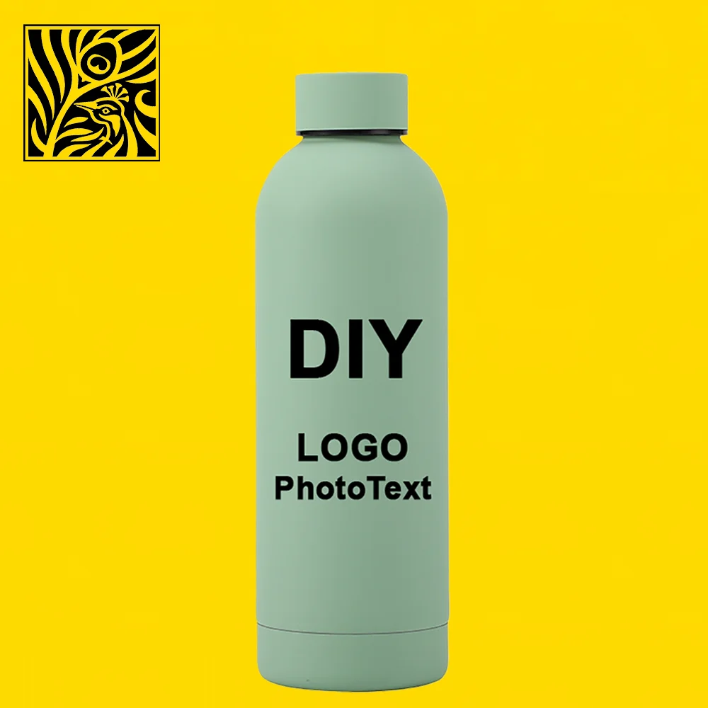 Flask 304 Stainless Steel Thermos Flask Text Logo Pattern Photo Printing Hot Water Coffee Tea Portable Kettle