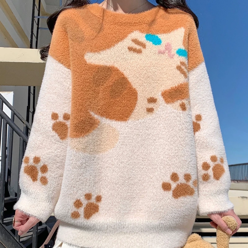 Deeptown Y2k женские свитера с героями мультфильмов винтажные японские модные вязаные