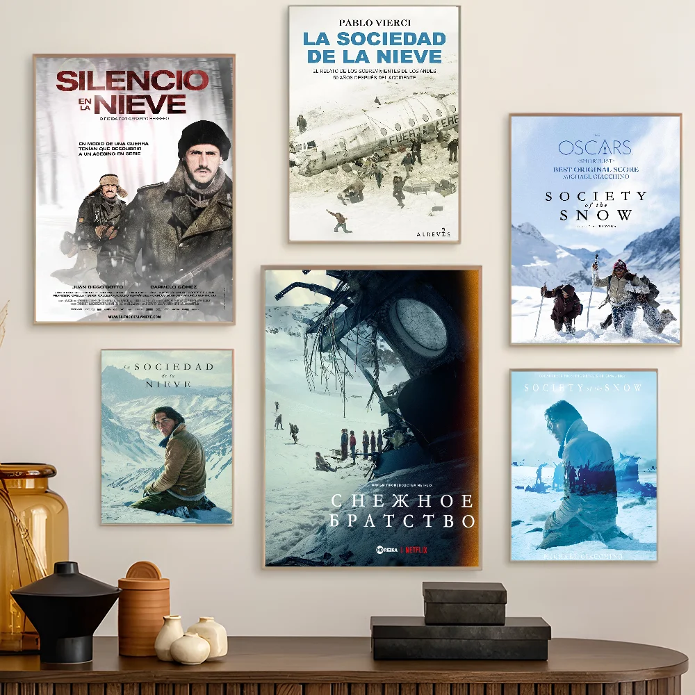 Movie La Sociedad De Nieve Self-adhesive Art Poster Retro Kraft Paper Sticker DIY Room Bar Cafe Vintage Decorative Painting
