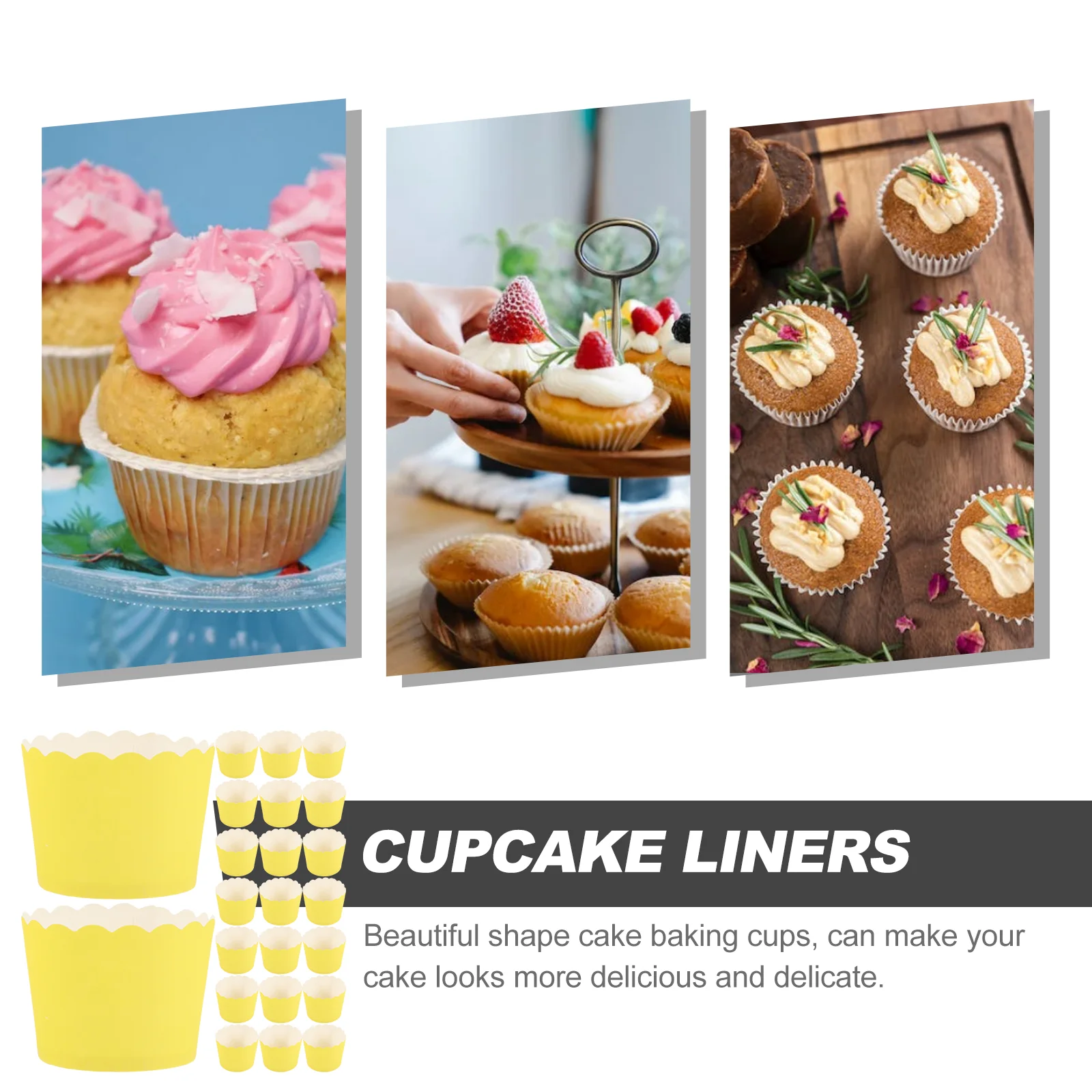 50 шт. желтые веерообразные чашки для выпечки вкладыши кексов коробок милые