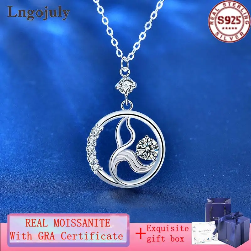 Женское ожерелье из серебра 925 пробы с муассанитом