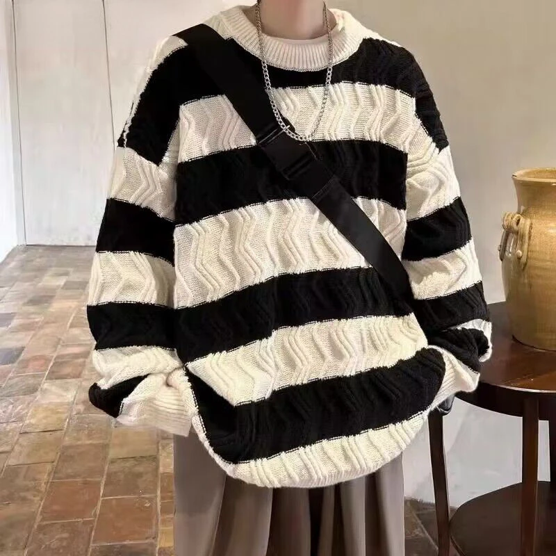 Осень-зима 2024 новый мужской вязаный свитер модный теплый пуловер с длинными