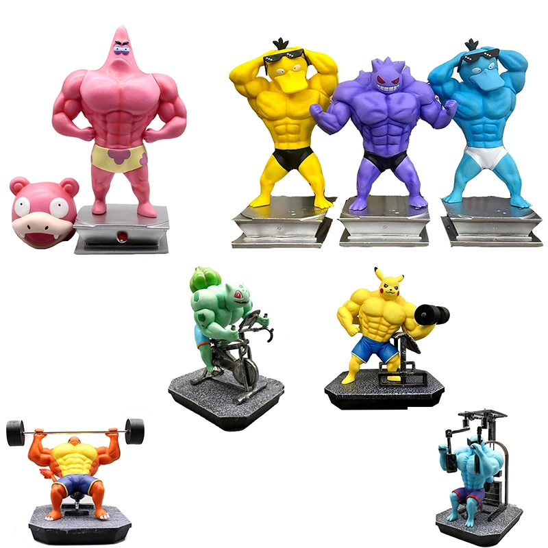 

Pokemon GK Muscle Action Figures piakachu Gengar Psyduck Bulbasaur Charmander Bodybuilding figure Model Funny Collection toy
