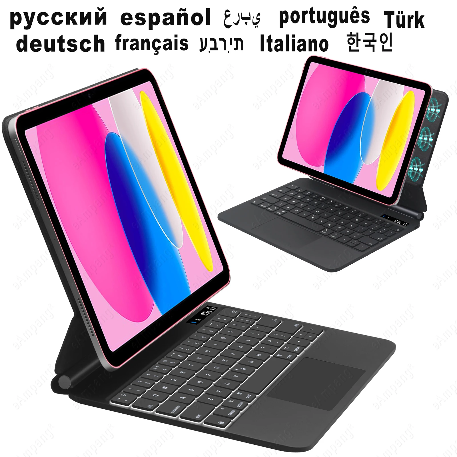 

Magic Keyboard for iPad 2022 A2696 A2757 Case Keyboard for iPad 10th Generation X 10 Gen Cover Russian Spanish Arabic Keyboard