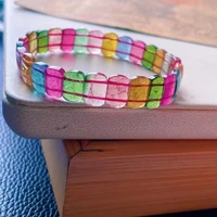 natural colorful tourmaline clear rectangle beads bracelet 10 57 23 3mm rainbow red tourmaline women men jewelry aaaaaaa