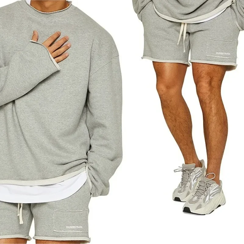 Новинка мужской спортивный комплект для фитнеса с оборками тренировок свитер