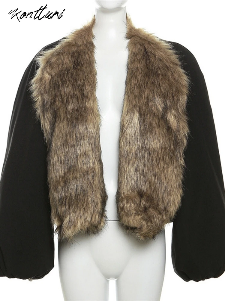 Kontturi зимняя куртка-пуховик женская 2024 лоскутная эластичная пуховая куртка с