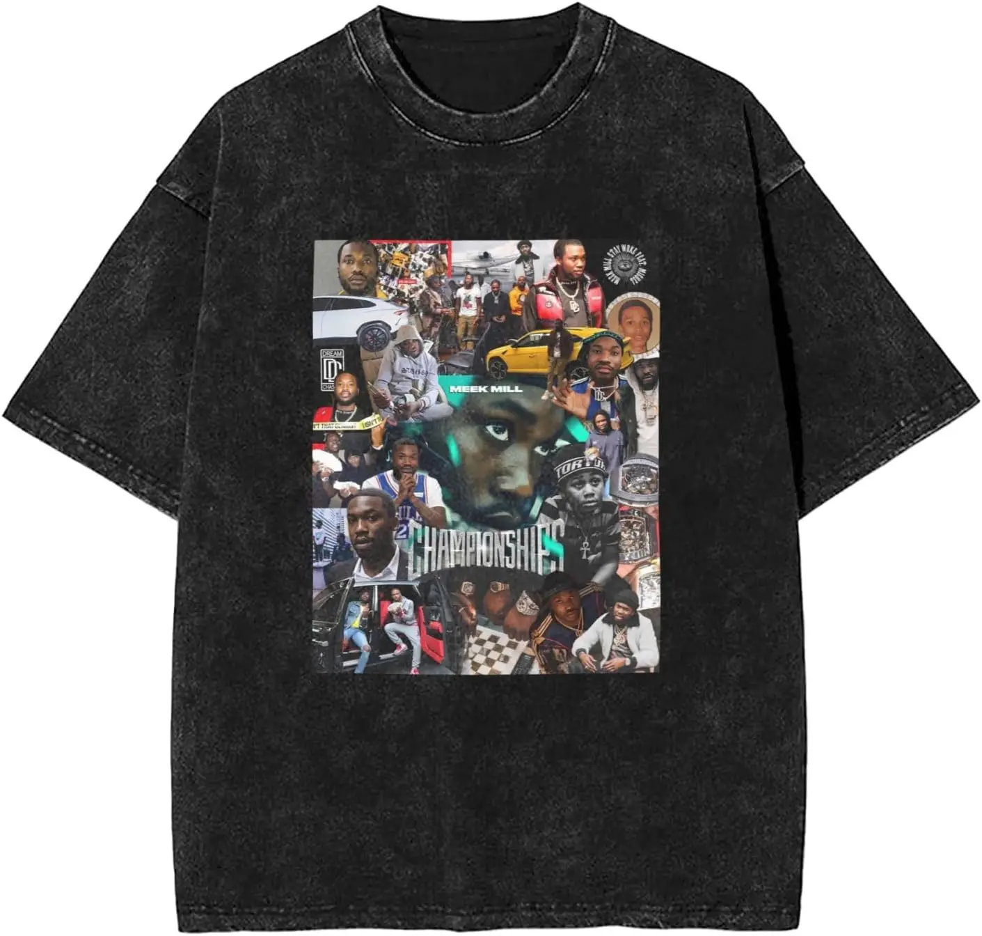 ROCK BAND Meek Rapper Mill рубашка для мужчин мытая винтажная футболка с коротким рукавом