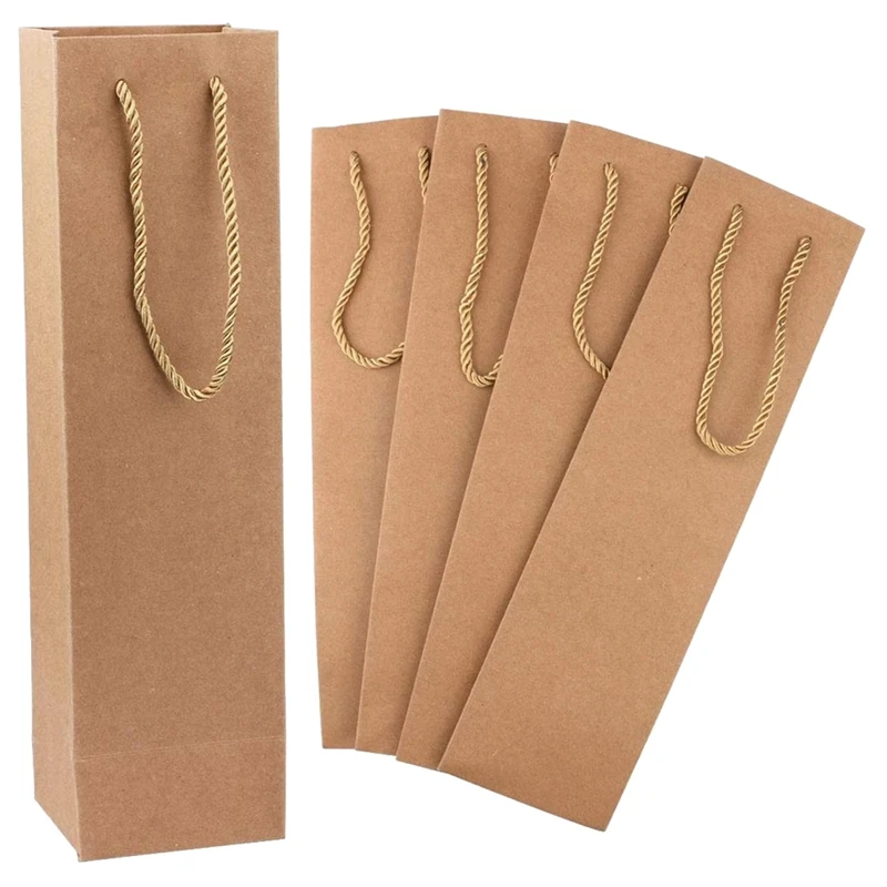 

Wine Gift Bags, 24 Kraft Paper Wine Bags With Handles, Wine Bottle Paper Bags, Retail Packaging Bags
