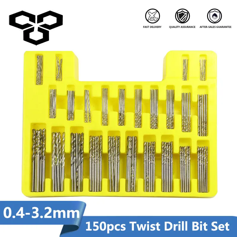 

150pcs HSS Twist Drill Bit Set 0.4-3.2mm Mini Drill for DIY Hobby Craft Woodworking Hole Drilling Gun Drill Bit