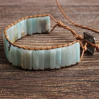 natural bracelet 4x13mm rectangular column amazonite braided bracelet bangle for diy jewelry women and men amulet accessories