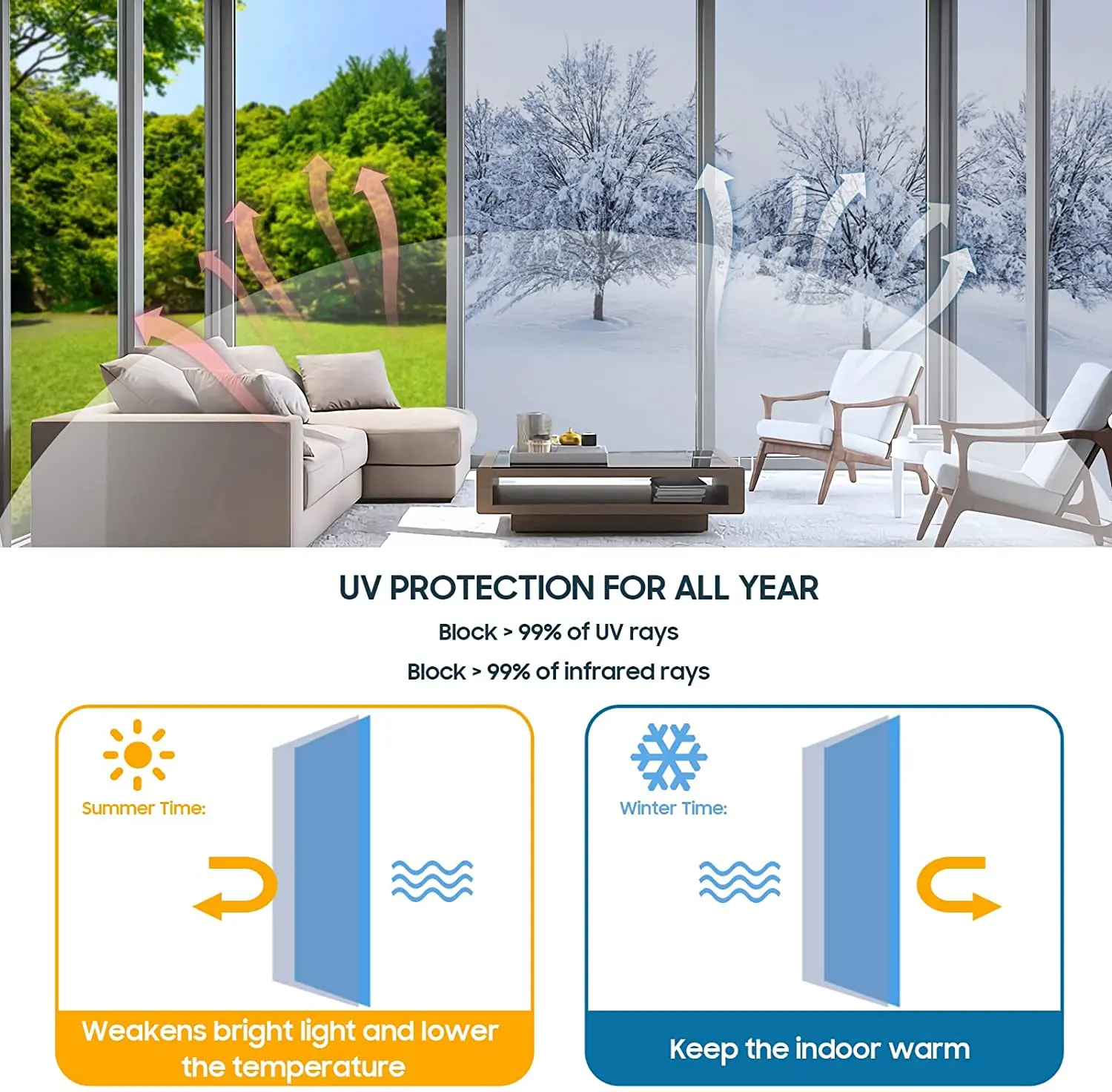 YaJing 10 м Солнцезащитная оконная пленка односторонняя зеркальная отражающая