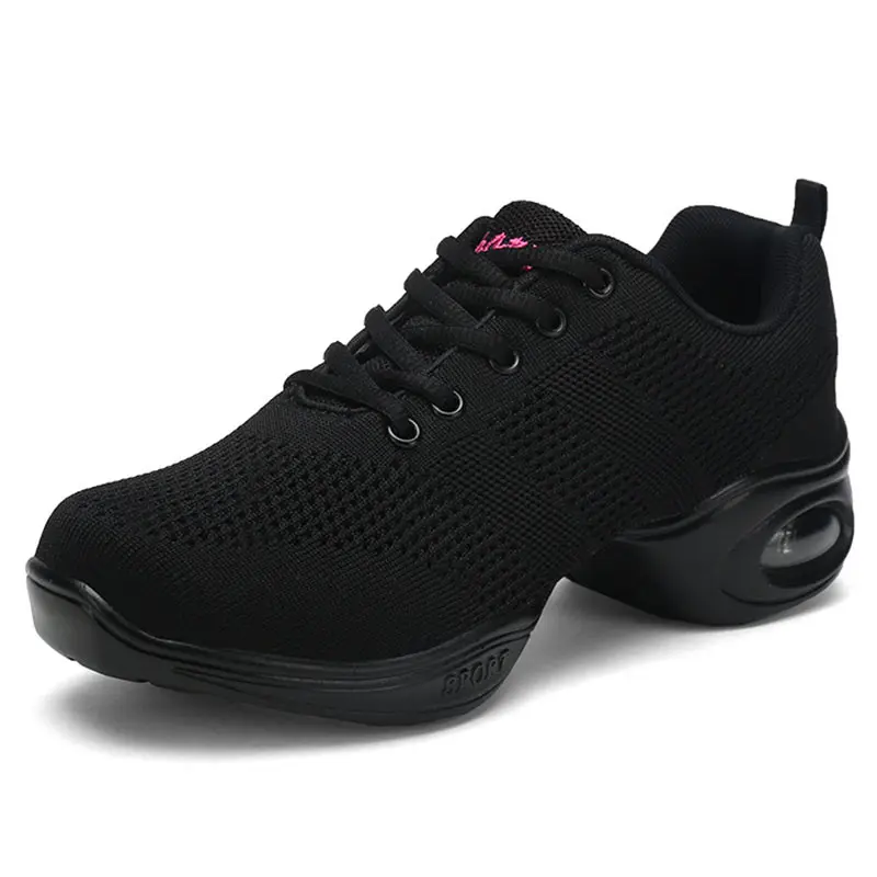Women's Jazz Dance Shoes Modern Dancing Shoes Mesh Breath Sneakers Light Soft Square Outsole Ladies Practice Aldult Sneakers
