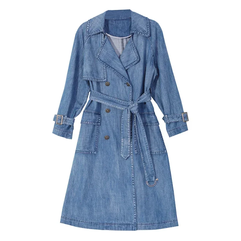 Куртка женская джинсовая с отложным воротником и большими карманами