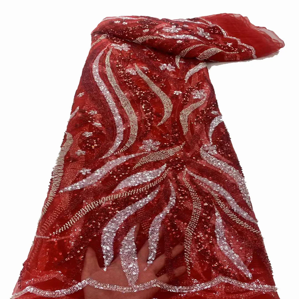 

Африканские блестки, бисеры, кружевные ткани 2023, Высококачественная французская нигерийская кружевная ткань для свадебного шитья ZX2754