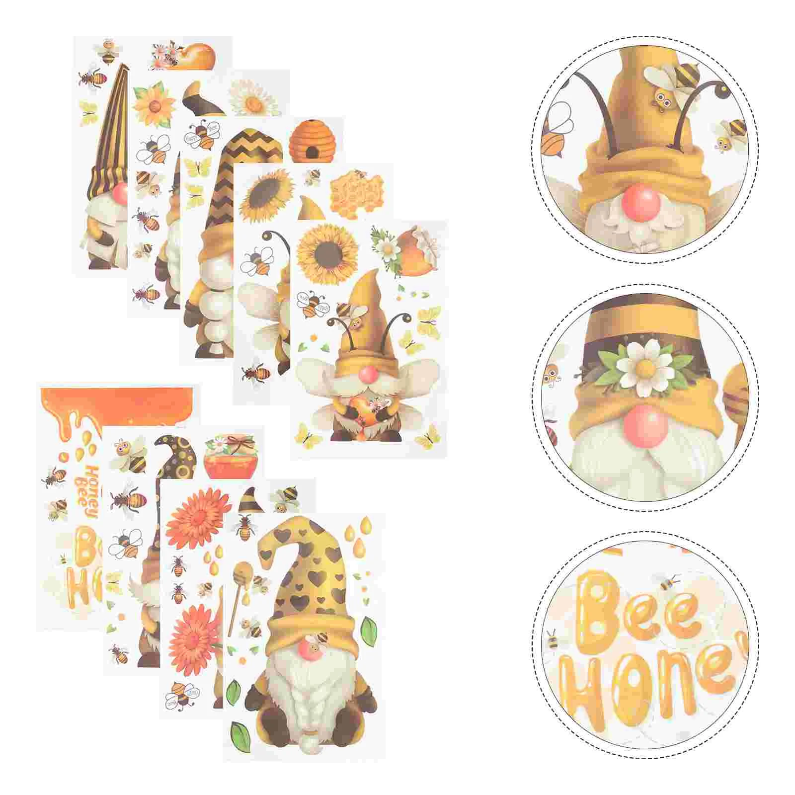 

Sheets Decorative Electrostatic Decals Gnome Pattern Glass Door Shop Window Stickers