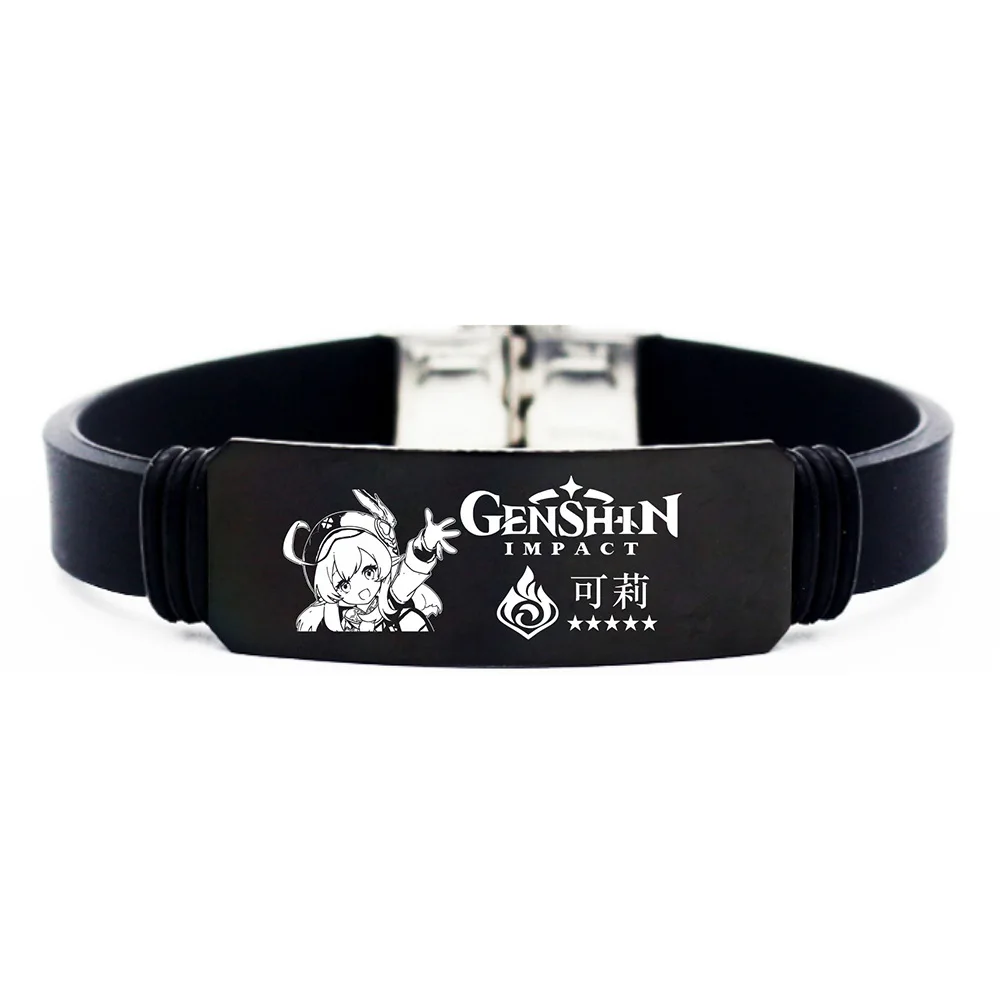 

Genshin Impact Leather Bracelet Eye of God Water Wind Thunder Fire Rock Ice Element Snap Button Bracelets Bangle Cosplay Jewelry