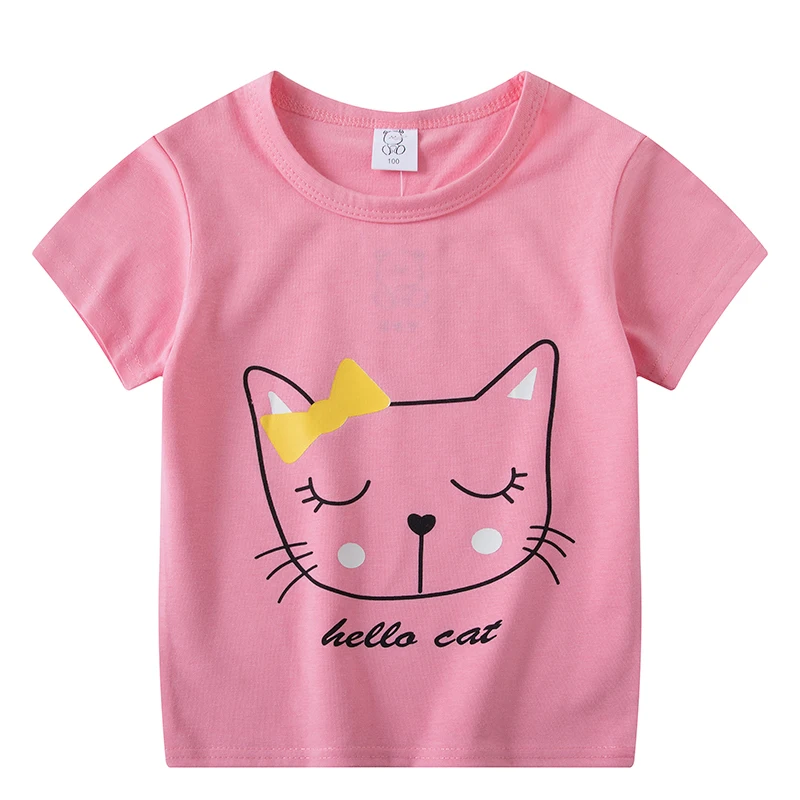 2020 Christmas Boys Girls Short Sleeves T-Shirts Children's Tshirt Pink Cat T Shirt Baby Girl Tops Kids Tees Girls Tops