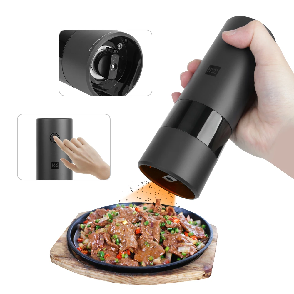 

Kitchen Tools Black White Pepper Home Restaurant Coarse Salt Mills Electric Grinder Ground Into Powder Seasoning 5 Modes Mill