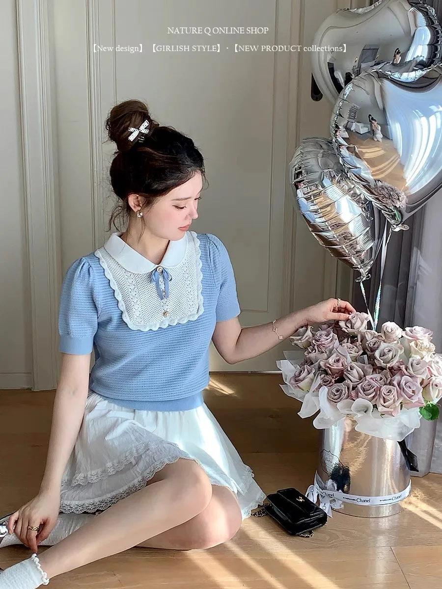 Женский винтажный свитер с бантом