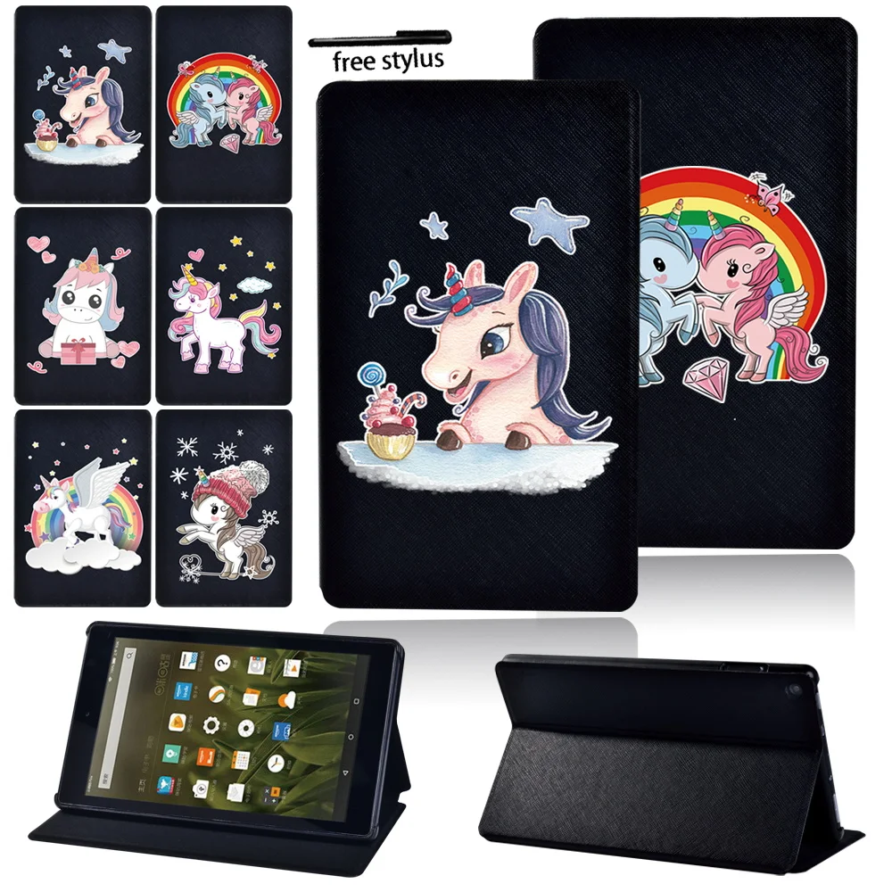 

Tablets Case for Amazon Fire HD 8/HD 8 Plus/Fire 7/Fire HD 10 plus(11th gen 2021) Shockproof Leather Cover Case + Free Stylus