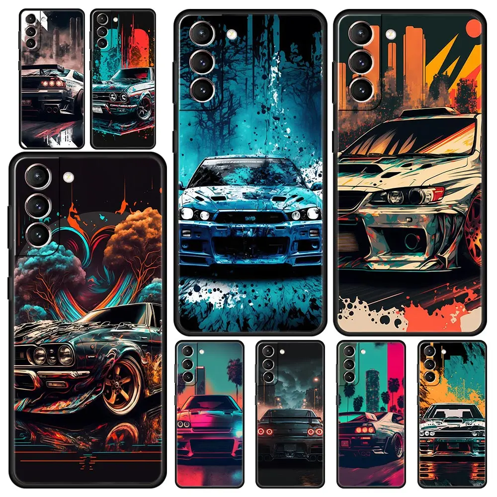 

Sports Car JDM Tokyo drift Phone Case For Samsung Galaxy S23 Ultra S22 S21 S20 FE 5G S10 S10E S9 S8 Plus Note 20 Silicone Cover