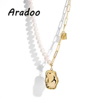 aradoo light luxury 18k gold plated pendant fashion freshwater pearl necklace