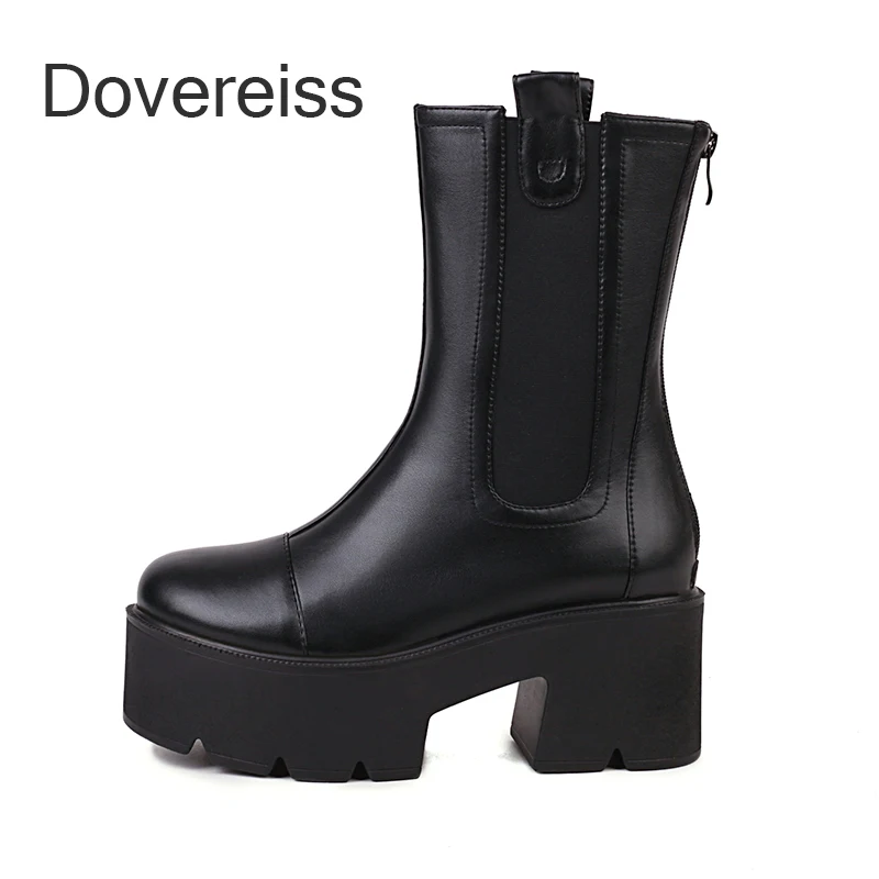 

2022 Winter Fashion White Ankle Boots Zipper Block Heels Platform Boots Sexy Chelsea Boots Chunky Heels Ladies Boots New 40