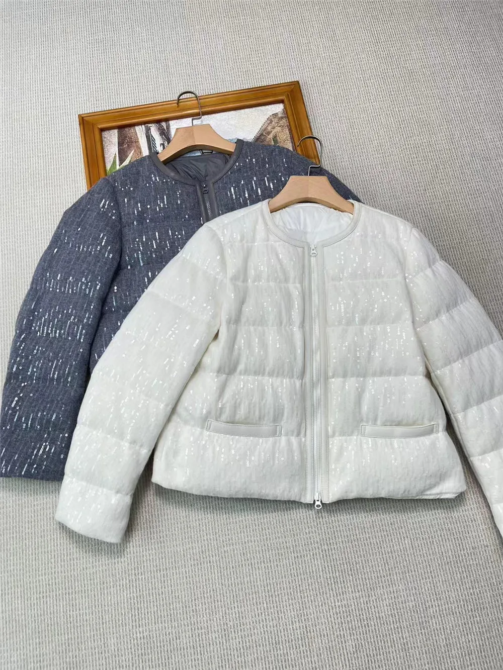 Изысканная Женская куртка из гусиного пуха с блестками Новинка зимнее плотное