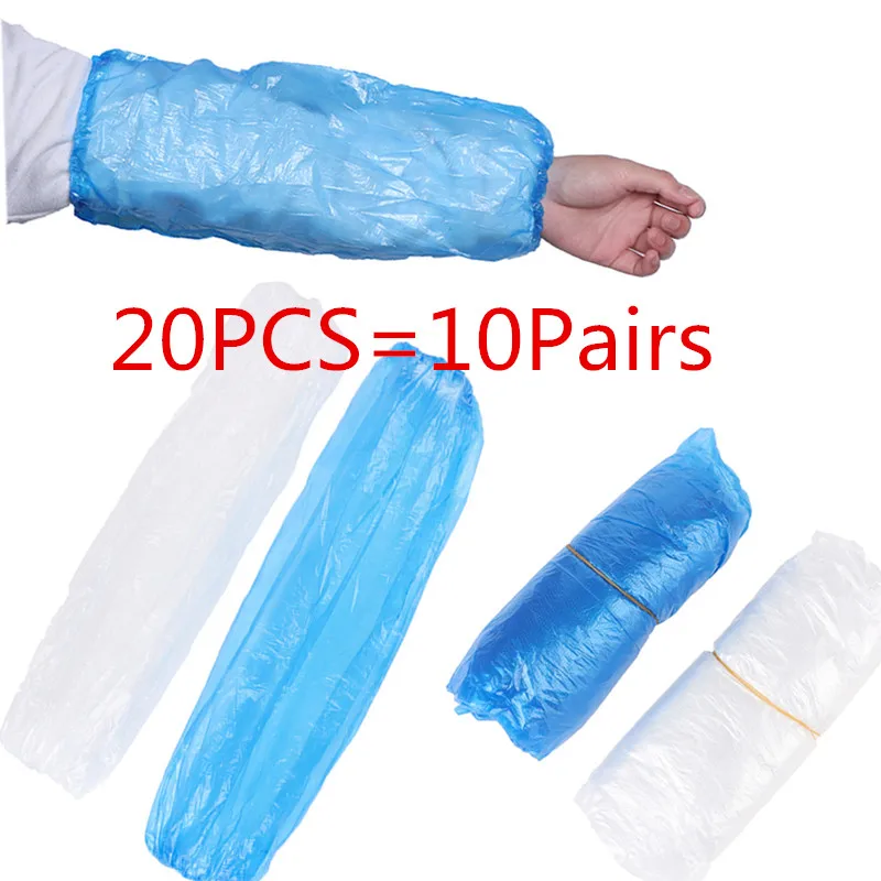 

20Pcs Environmental Disposable Protective PE Sleeves Cover Non Toxic Elastic Household Plastic Durable Arm Waterproof Cleaning