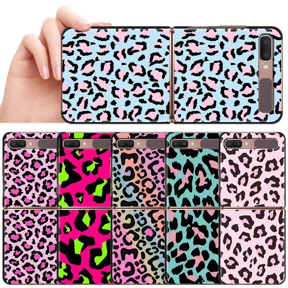 

Leopard Print Case For Samsung Galaxy Z Flip 3 6.7" Hard PC Cover Mobile Phone Bag ZFlip 5G Segmented Capa